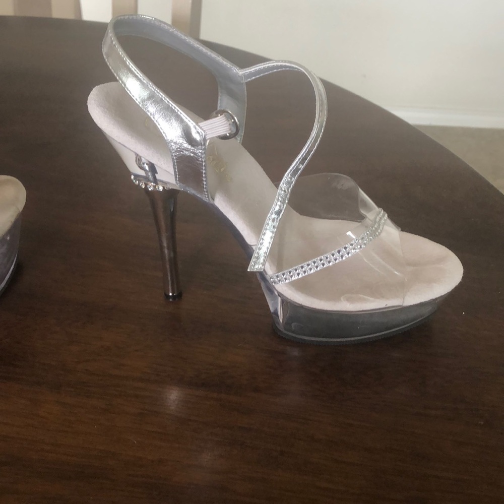 Clear bedazzled heels